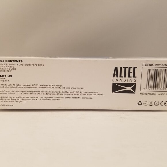 Altec Lansing Mini H20 3 Rugged Bluetooth Speaker | IMW258N-BLK-WM | Black | NEW - Picture 5 of 6